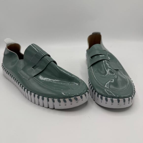 Ilse Jacobsen Tulip 3865 Loafer Womens 38 Green Patent Slip On Flat Shoes Casual - Picture 4 of 11